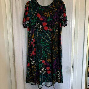 LuLaRoe Carly Swing Dress Black Floral, Large